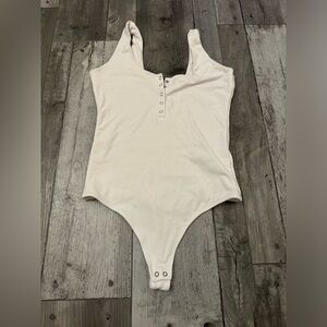 Abercrombie & Fitch White Bodysuit Buttons Sleeveless Small